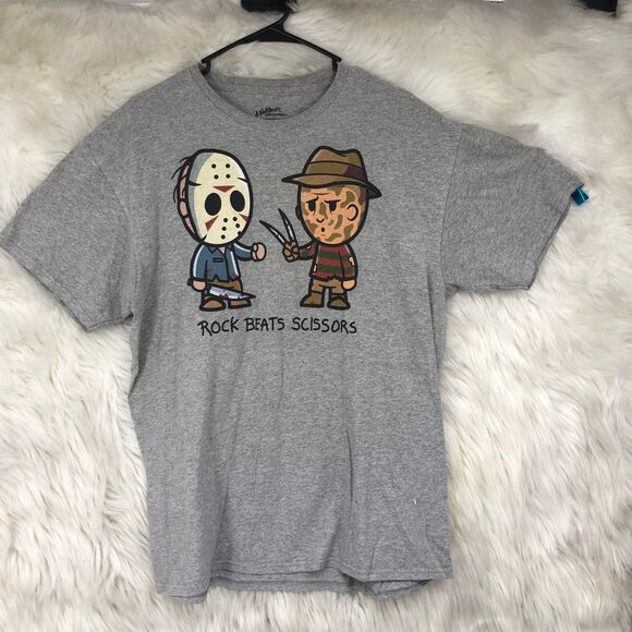 A Nightmare On Elm Street Comical Anime Graphic T-Shirt Freddie vs Jason SZ L - Picture 1 of 7